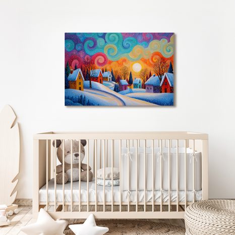 WEIHNACHTLICHES WANDBILD WINTERLICHER ZAUBER DES DORFES - WEIHNACHTS- UND WINTERBILDER - BILDER