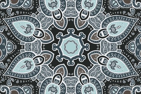 OBRAZ MANDALA S INDICKÝM MOTIVEM V SVĚTLÉ MODRÉ - OBRAZY FENG SHUI - OBRAZY