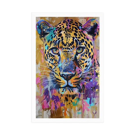 POSTER – LEOPARDO CON IMITAZIONE PITTORICA - LEONI E TIGRI - POSTER