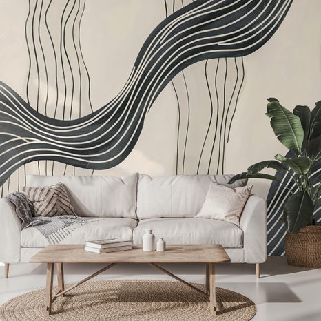 TAPETA CRNO-BIJELI APSTRAKTNI VALOVI - APSTRAKTNE TAPETE - TAPETE