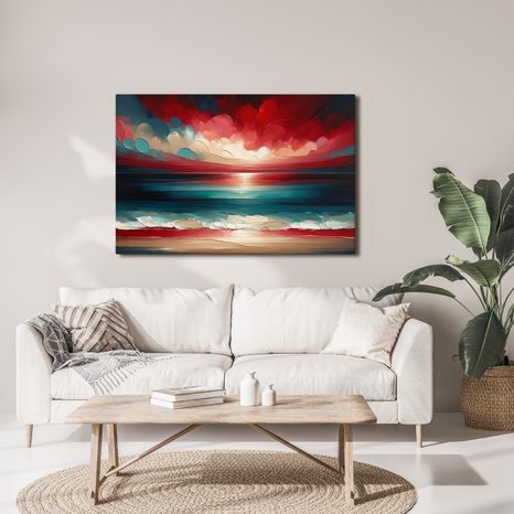 OBRAZ ČERVENÁ OBLOHA NAD OCEÁNOM - OBRAZY MORE A PLÁŽ - OBRAZY