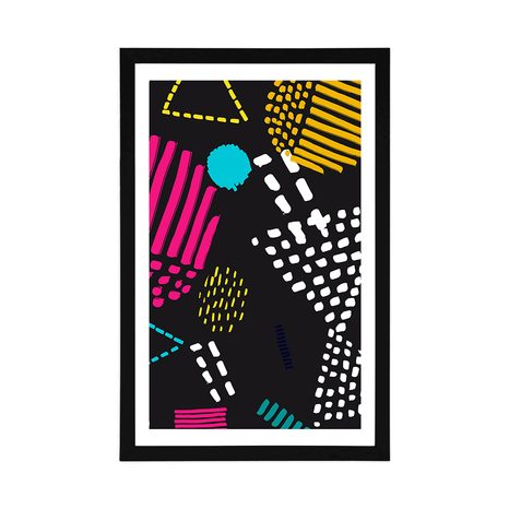 PLAKAT S PASPARTUJEM MODERNI MEMPHIS VZOREC - POP ART - PLAKATI