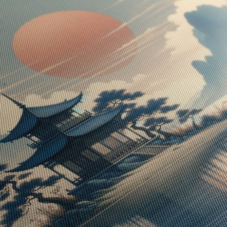 OBRAZ JAPONSKÝ CHRÁM A JEZERO - OBRAZY VÝCHOD A ZÁPAD SLUNCE - OBRAZY