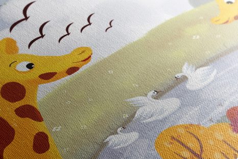 TABLOU GIRAFELE LÂNGĂ LAC - TABLOURI PENTRU COPII - TABLOURI