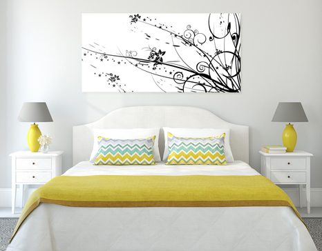 TABLEAU SUR TOILE – AVEC MOTIF DE FLEURS - TABLEAUX EN NOIR ET BLANC - TABLEAUX