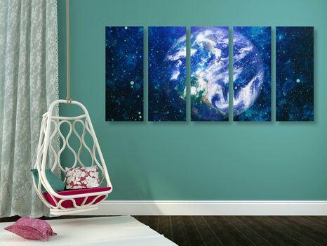 5-TEILIGES WANDBILD NASA AUFNAHME - BILDER VON UNIVERSUM UND STERNEN - BILDER