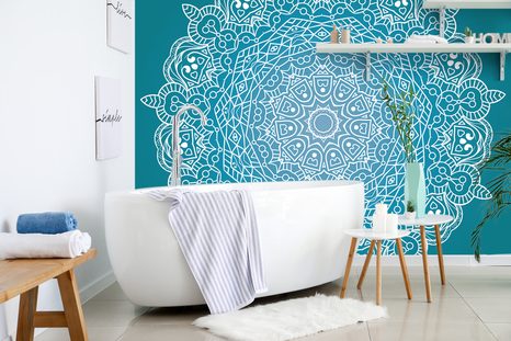 WALLPAPER MEDITATION MANDALA ON A BLUE BACKGROUND - WALLPAPERS FENG SHUI - WALLPAPERS