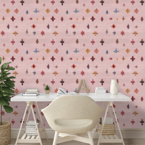TAPETE PASTELLFARBENE ETHNO-MUSTER - GEMUSTERTE TAPETEN - TAPETEN