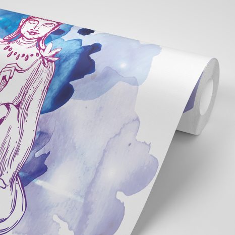 CARTA DA PARATI – ILLUSTRAZIONE DI BUDDHA - CARTA DA PARATI FENG SHUI - CARTA DA PARATI