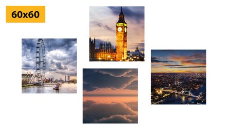 SET OBRAZOV NOČNÝ ROMANTICKÝ LONDÝN - ZOSTAVY OBRAZOV - OBRAZY