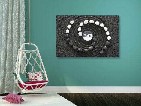 WANDBILD HARMONISCHES YIN UND YANG - SCHWARZ-WEISSE BILDER - BILDER