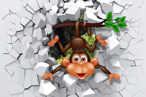 SAMOLJEPLJIVA TAPETA VESELI MAJMUNČIĆ - SAMOLJEPLJIVE TAPETE - TAPETE