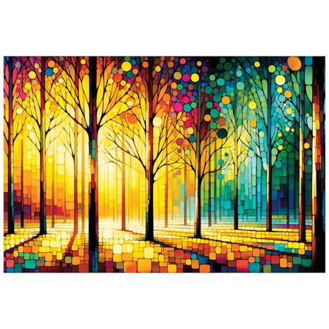 TAPETA BAREVNÁ LESNÍ MOZAIKA - TAPETY LES - TAPETY