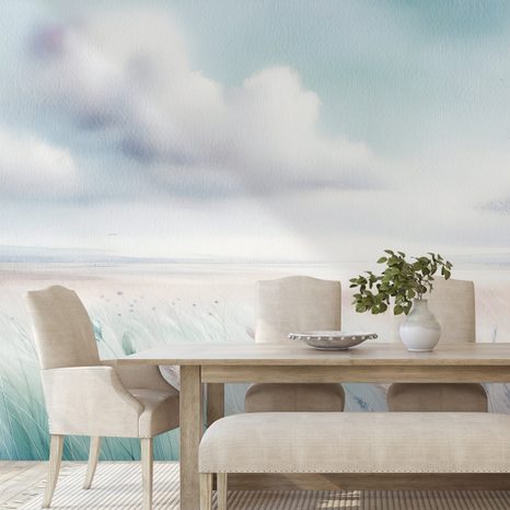 SAMOLEPÍCÍ FOTOTAPETA JEMNÉ PASTELOVÉ LOUKY A OBLOHA - TAPETY POLE A LOUKY - TAPETY