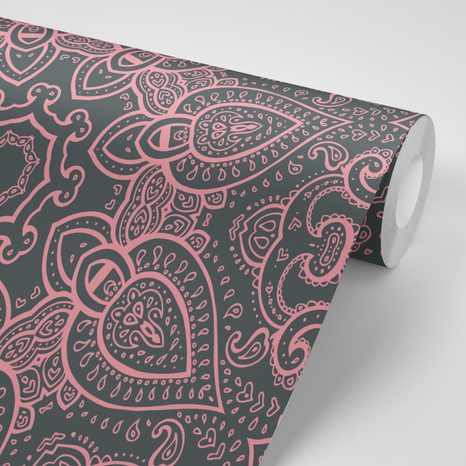 TAPETA MANDALA S INDICKÝM NÁDECHEM V RŮŽOVÉ - TAPETY FENG SHUI - TAPETY