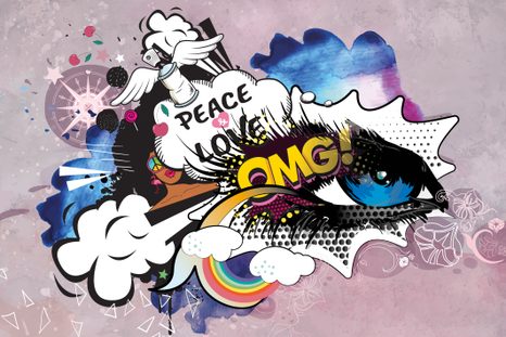 SAMOLEPÍCÍ TAPETA MODRÉ GRAFFITI OKO - SAMOLEPÍCÍ TAPETY - TAPETY