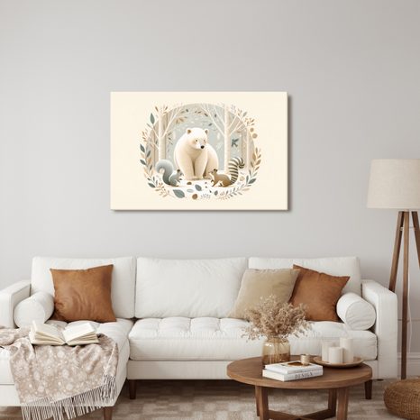 OBRAZ MEDVĚD A LESNÍ ZVÍŘÁTKA V LESE - DĚTSKÉ OBRAZY ZVÍŘÁTKA - OBRAZY