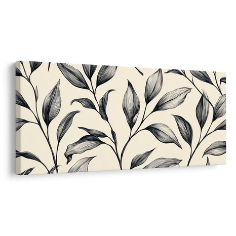 CANVASTAVLA ELEGANTA BOTANISKA BLAD PÅ BEIGE - TAVLOR MED TRÄD OCH BLAD - TAVLOR