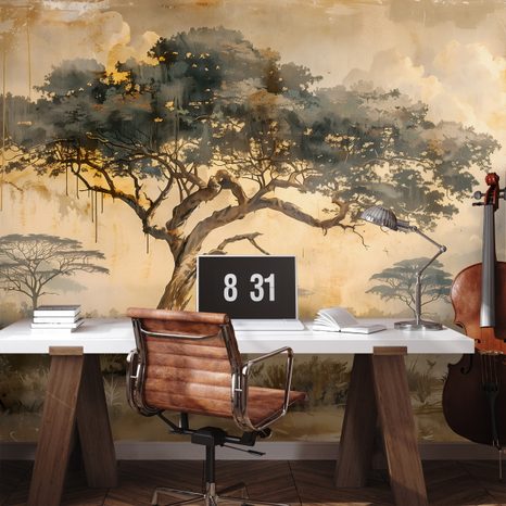 TAPETA AFRIČKA SAVANA U TOPLIM TONOVIMA - TAPETE STABLA - TAPETE