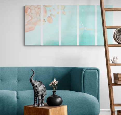 QUADRI 5 PEZZI – DONNA SUL MARE APERTO - QUADRI ASTRATTO - STAMPE E QUADRI