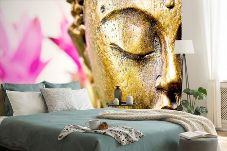 CARTA DA PARATI – VOLTO DORATO DI BUDDHA - CARTA DA PARATI FENG SHUI - CARTA DA PARATI