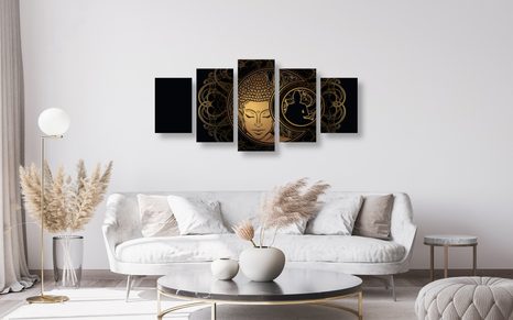 5-DÍLNÝ OBRAZ HARMONICKÁ SÍLA BUDDHY - OBRAZY FENG SHUI - OBRAZY