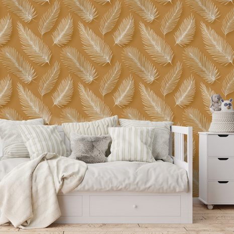 TAPETA JEMNÉ PEŘÍČKOVÉ LISTY - VZOROVANÉ TAPETY - TAPETY