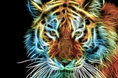 WANDBILD TIGERKOPF IM ABSTRAKTEN DESIGN - BILDER TIERE - BILDER