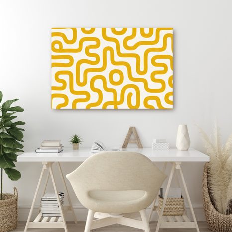 QUADRO SU TELA – MOTIVO GEOMETRICO GIALLO RÉTRO - QUADRI VINTAGE E RETRÒ - STAMPE E QUADRI
