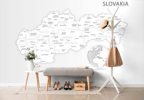TAPETA ČIERNOBIELA MAPA SLOVENSKEJ REPUBLIKY - TAPETY MAPY - TAPETY