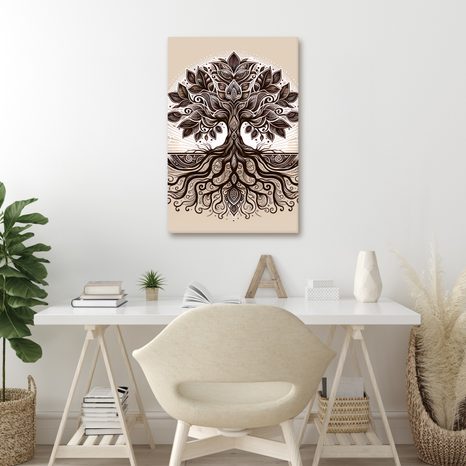 WANDBILD DEKORATIVER BAUM DES LEBENS AUF BEIGE - BILDER BÄUME DES LEBENS - BILDER