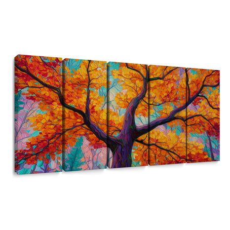 5-DÍLNÝ OBRAZ PODZIMNÍ STROM ŽIVOTA - OBRAZY STROMY ŽIVOTA - OBRAZY