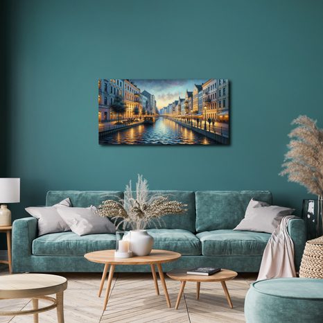 SLIKA OSVETLJENA VEČERNA OBALA - SLIKE MESTA - SLIKE