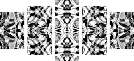 5-TEILIGES WANDBILD ABSTRAKTION IN SCHWARZ-WEISS - SCHWARZ-WEISSE BILDER - BILDER