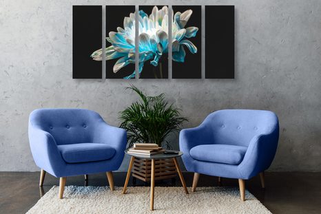 5-RÉSZES KÉP SZÁZSZORSZÉP FEKETE HÁTTÉREN - VIRÁGMINTÁS KÉPEK - KÉPEK