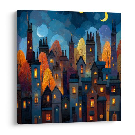 WANDBILD WINTERLICHES MÄRCHENSTADT - BUNTE HÄUSER - BILDER