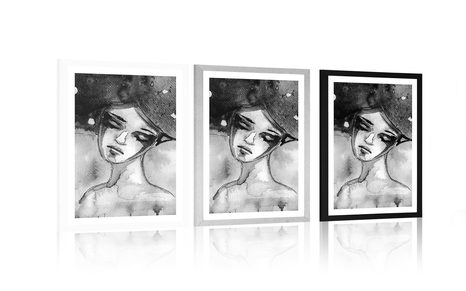 PLAKAT S PASPARTUOM MJESEČNA VILA U CRNO-BIJELOM DIZAJNU - CRNO-BIJELE - PLAKATI