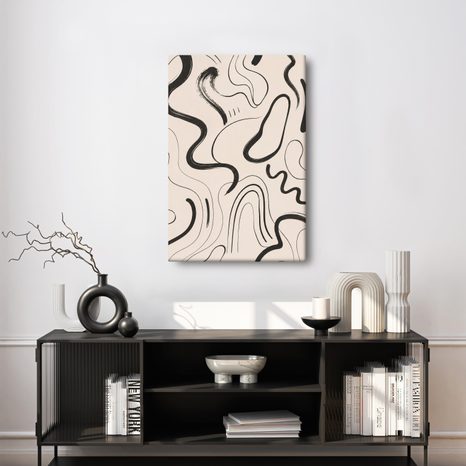 TABLEAU SUR TOILE – COURBES ORGANIQUES EN BEIGE - IMAGES FORMES ABSTRAITES - TABLEAUX