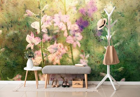 SAMOLEPÍCÍ TAPETA AKVARELOVÁ KRESBA ROSTLINY - SAMOLEPÍCÍ TAPETY - TAPETY