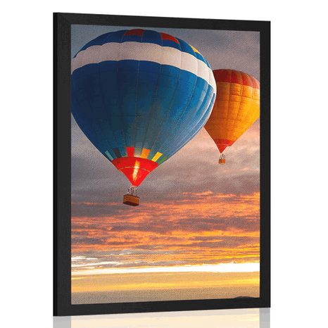 POSTER HOT AIR BALLOON FLIGHT OVER THE MOUNTAINS - STILL LIFE - POSTERS