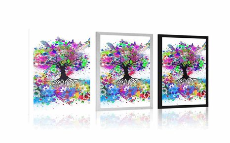 POSTER BLUMENBAUM VOLLER FARBEN - ABSTRAKT UND GEMUSTERT - POSTER