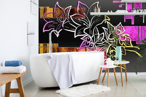 SAMOLEPÍCÍ TAPETA KVĚTINOVÁ ILUSTRACE - SAMOLEPÍCÍ TAPETY - TAPETY