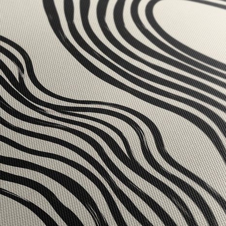 WANDBILD ABSTRAKTE SCHWARZ-WEISSE WELLENLINIEN - WANDBILDER ABSTRAKTE FORMEN - BILDER