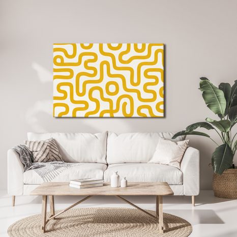 QUADRO SU TELA – MOTIVO GEOMETRICO GIALLO RÉTRO - QUADRI VINTAGE E RETRÒ - STAMPE E QUADRI