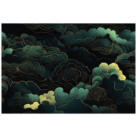 SELBSTKLEBENDE TAPETE EINZIGARTIGE GRÜN-GOLDENE ABSTRAKTION - SELBSTKLEBENDE TAPETEN - TAPETEN