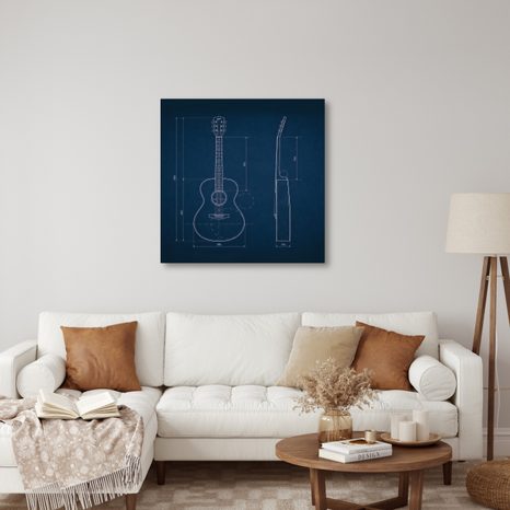 WANDBILD BLAUER GITARRENPLAN - MUSIKBILDER - BILDER