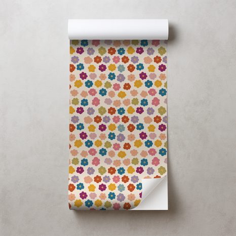 SELBSTKLEBENDE FOTOTAPETE BUNTES BLUMENFELD - GEMUSTERTE TAPETEN - TAPETEN