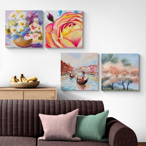 BILDERSET ROMANTISCHES VENEDIG MIT BLUMEN - BILDERSETS - BILDER