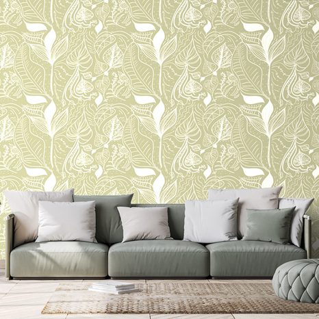 PAPIER PEINT FEUILLES MAGIQUES DANS UN DESIGN VERT - PAPIER PEINT NATURE - PAPIER PEINT