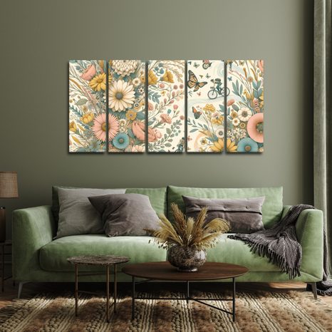 5-DIELNY OBRAZ JAZDA V LETNEJ PRÍRODE - OBRAZY POLIA A LÚKY - OBRAZY